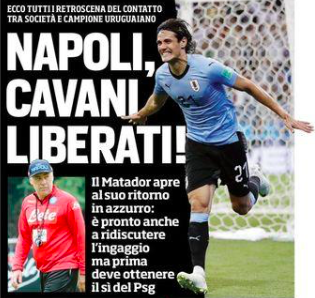 Il Corsport: “Cavani pronto a ridursi l’ingaggio per il Napoli”