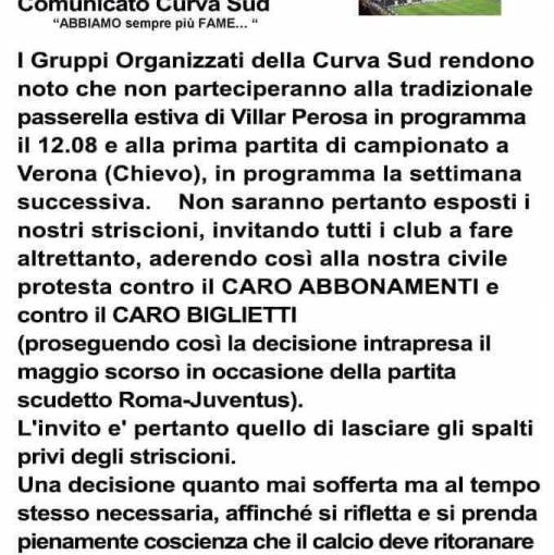 Niente effetto Ronaldo, la Curva Sud protesta contro il caro-biglietti dello Juventus Stadium