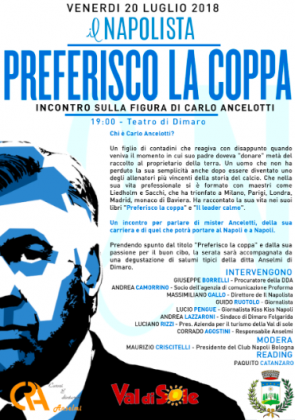 Venerdì 20 luglio a Dimaro “Preferisco la coppa” dibattito su Ancelotti con degustazione
