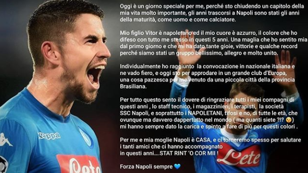 La lettera di Jorginho: Napoletani, stat’ rint ‘o core mio!