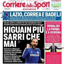 PRIMA PAGINA – CdS: “Il Matador li infilza tutti. Lotito, Tavecchio, Ventura, Higuain: da ADL parole durissime”