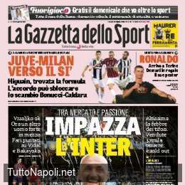 PRIMA PAGINA – Nessun accenno al Napoli sulla Gazzetta: “Juve-Milan, triplo scambio. Inter su Vidal”