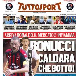 PRIMA PAGINA – Tuttosport: “Milan e Juve verso lo scambio Caldara-Bonucci, in ballo anche Higuain”