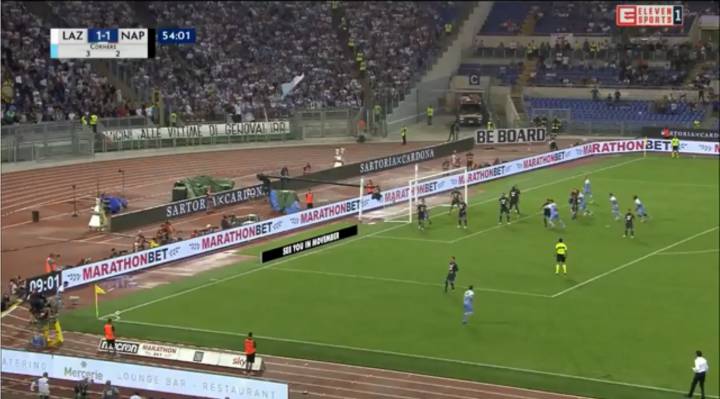 Su due corner (su quattro), il Napoli ha rischiato di prendere gol dalla Lazio