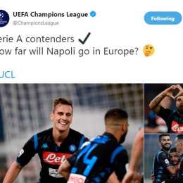 FOTO – La Uefa lancia il quesito sui social: “Quanto arriverà lontano il Napoli in Europa?”