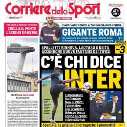 PRIMA PAGINA – Corriere dello Sport: “Crolla il ponte. Lacrime e rabbia”