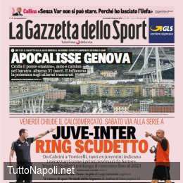 PRIMA PAGINA – Gazzetta: “Juve-Inter, ring Scudetto. Milan, Castillejo ad un passo”