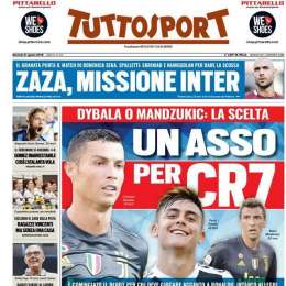 PRIMA PAGINA – Tuttosport: “Dybala o Mandzukic accanto a Cr7. Zaza punta l’Inter”