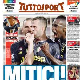 PRIMA PAGINA – Tuttosport inorridito dal rosso a CR7: “Scandalosa espulsione di Ronaldo!”
