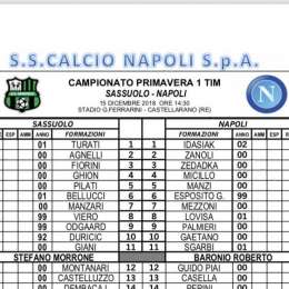 FOTO – Primavera azzurra in campo col Sassuolo: ecco le formazioni ufficiali