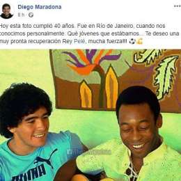 FOTO – Gli auguri di pronta guarigione di Maradona a Pelè con una foto di 40 anni fa: “Forza Rey”