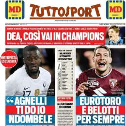 PRIMA PAGINA – Tuttosport apre con il pres. Lione: “Juve, ti do Ndombele”