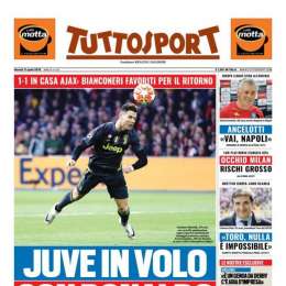 PRIMA PAGINA – Tuttosport di spalla con le parole di Ancelotti: “Vai Napoli!”