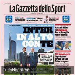 PRIMA PAGINA – Gazzetta: “Inter, in alto ConTe. La Juve strega De Ligt”