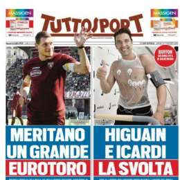 PRIMA PAGINA – Tuttosport: “Juve su Icardi, cessione Higuain per liberare un posto”
