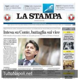 FOTO – La Stampa in prima pagina: “Juve-Napoli: sorpresa Sarri. Vuole esserci”
