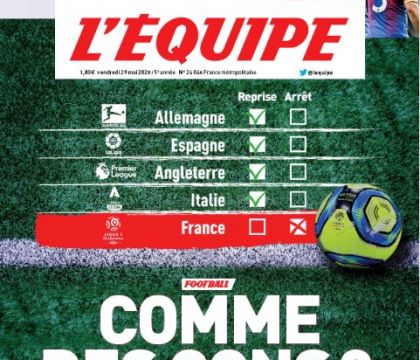 L’Equipe: “Il calcio riapre ovunque, in Francia lo sport non conta niente”