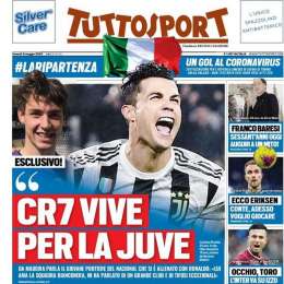 PRIMA PAGINA – Tuttosport e le dichiarazioni dal Portogallo: “Cr7 vive per la Juve”