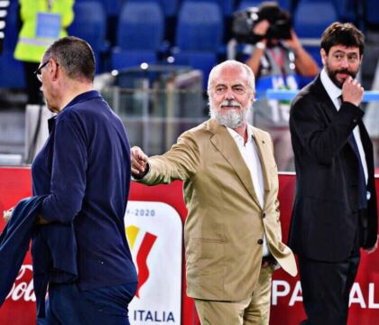 De Laurentiis e la foto che racconta Sarri (e il suo futuro alla Juve vista la smorfia di Agnelli)