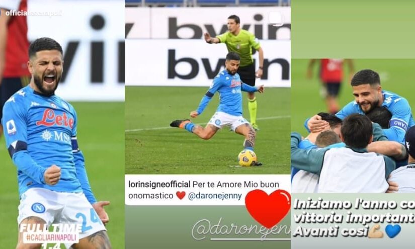 Napoli, Insigne raggiunge Careca e dedica il gol alla moglie