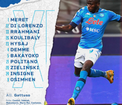Torino-Napoli, formazioni / Osimhen titolare, in mediana Demme e Bakayoko