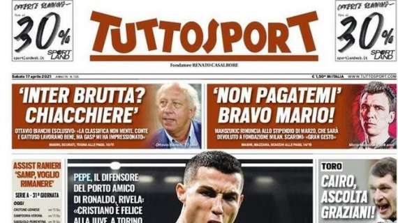 PRIMA PAGINA – Tuttosport intervista Pepe: “Ronaldo resta alla Juve!”