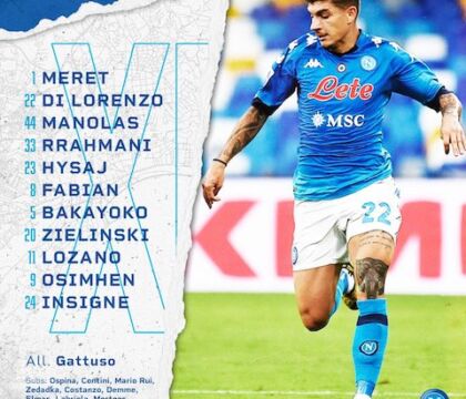 Napoli-Udinese, formazioni: giocano Meret Bakayoko e Lozano