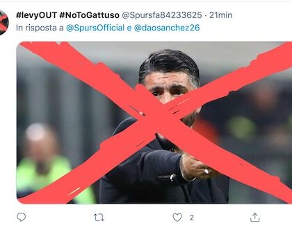 The Athletic: il Tottenham scarica Gattuso, decisive le proteste dei tifosi (#NoToGattuso)