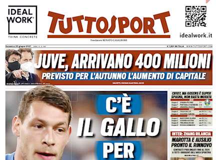 PRIMA PAGINA – Tuttosport titola: “Juve, arrivano 400 milioni”