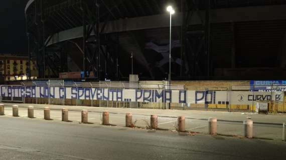 FOTO – “L’attesa non ci spaventa”, la Curva B annuncia l’assenza per protesta contro restrizioni Covid