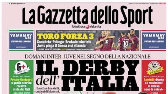 PRIMA PAGINA – Gazzetta dello Sport: “Il derby d’Italia. Milan, è emergenza”