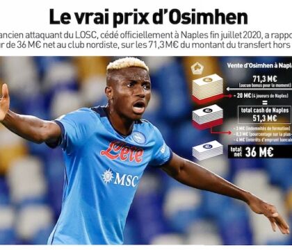 L’Equipe: Osimhen, il Lille favorì il Napoli per il fair play finanziario. Lui guadagna 4,5 milioni netti