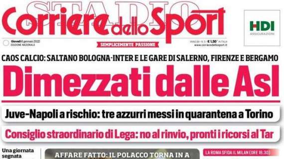 PRIMA PAGINA – Cds: “Juve-Napoli a rischio: tre azzurri in quarantena a Torino”