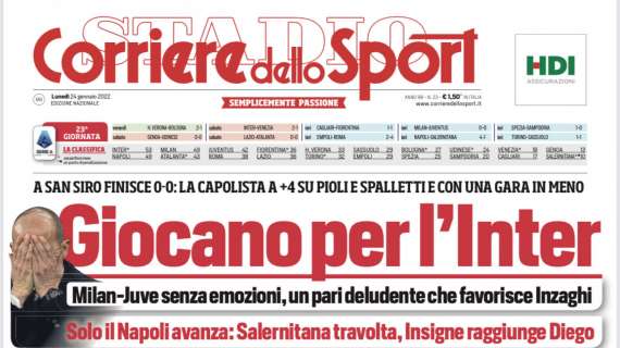PRIMA PAGINA – CdS: “Giocano per l’Inter. Solo il Napoli avanza”