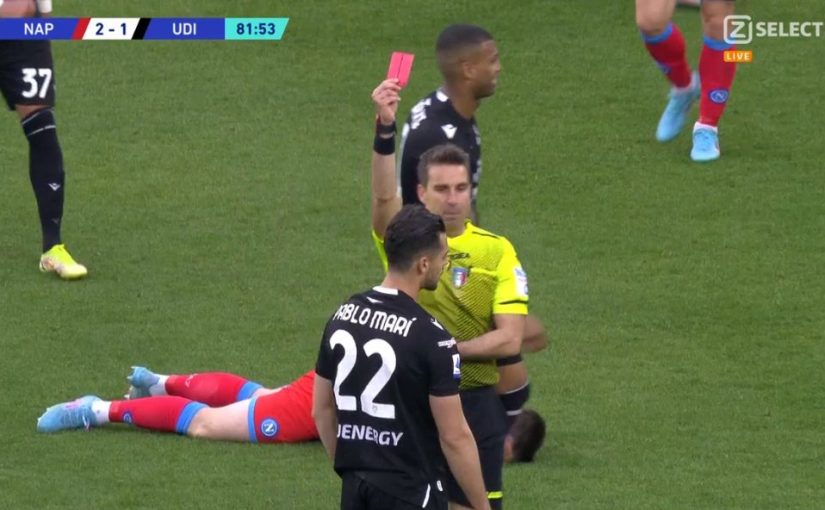 Napoli-Udinese, Marelli: “Espulsione Pablo Mari, rosso ingiusto”