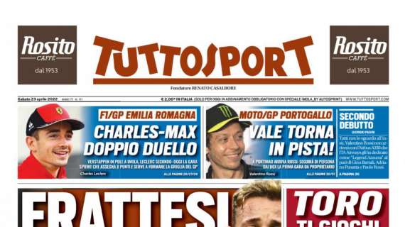 PRIMA PAGINA – Tuttosport: “Frattesi: ‘La mia famiglia Juve'”