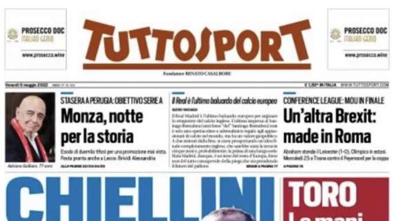PRIMA PAGINA – Tuttosport apre con il futuro di Chiellini: “Ciao Juve, vado e torno”
