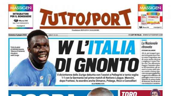 PRIMA PAGINA – Tuttosport: “W l’Italia di Gnonto”