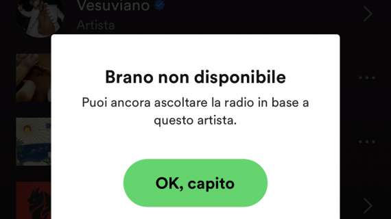 FOTO – “Vesuvio erutta, tutta Napoli distrutta”, segnalazioni hanno funzionato: Spotify rimuove canzone