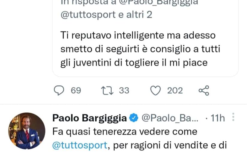 Bargiggia: “Te lo dico juventino…” poi attacca Tuttosport