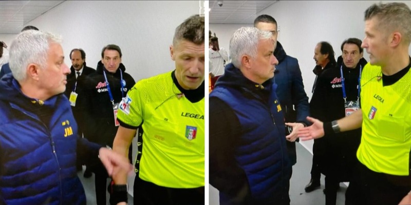 Mourinho e Orsato, faccia a faccia nell’intervallo di Napoli-Roma