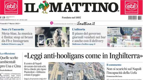 Il Mattino e le parole di ADL: “Leggi anti-hooligans come in Inghilterra”