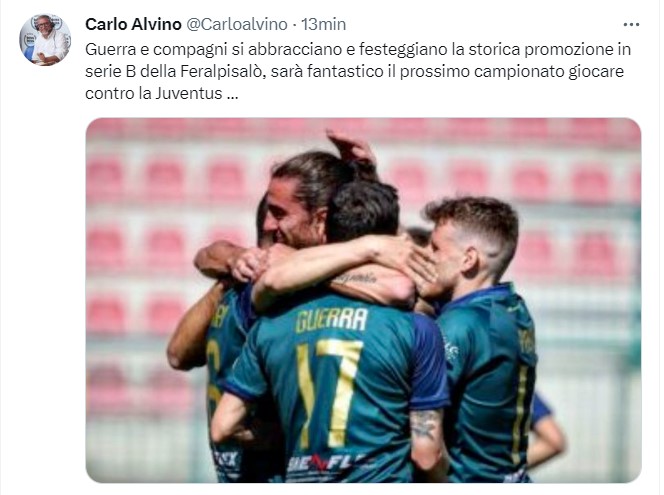 Feralpisalò in Serie B, Alvino: “Giocherà con la Juventus”