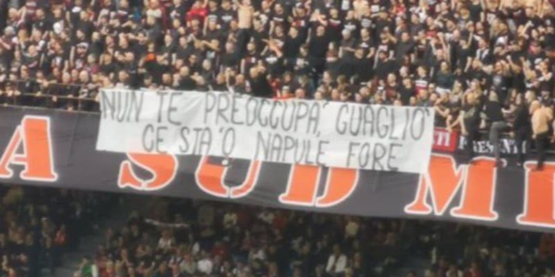Napoli fuori dalla Champions, ironia dai tifosi del Milan: lo striscione cita Mare Fuori