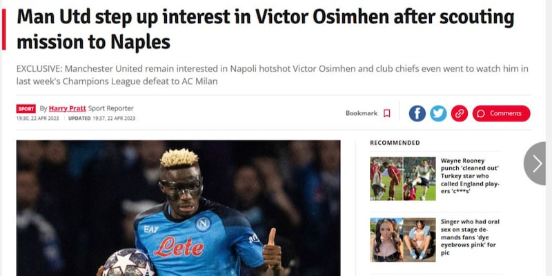 “Man Utd insiste per Osimhen, scouting è appena stato a Napoli”