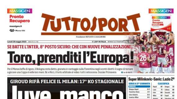 PRIMA PAGINA – Tuttosport: “Juve, manco l’onore”