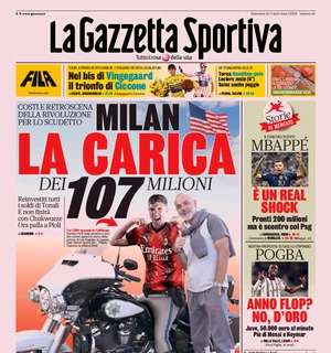 PRIMA PAGINA – Gazzetta e i soldi spesi dal Milan: “La carica dei 107mln”