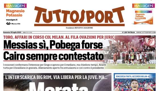 PRIMA PAGINA – Tuttosport apre con la Juve: “Morata sfida Lukaku”