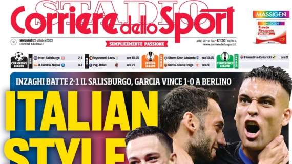 PRIMA PAGINA – Corriere dello Sport: “Italian style”