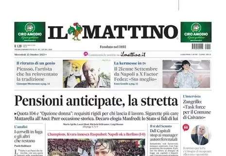 PRIMA PAGINA – Il Mattino: “Giù il muro”